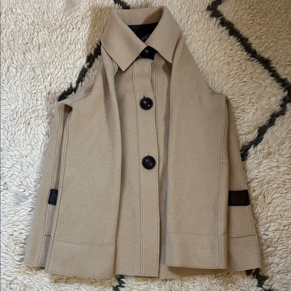 Vintage Jones New York Tan Coat with Brown Trim - Picture 8 of 14